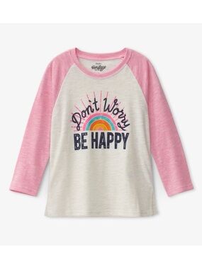 Hatley ‘Be Happy’ Kids Heritage Long Sleeve Raglan Tee | Size 8